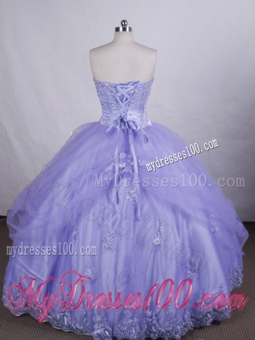 Hand Made Flowers Quinceanera Party Dress with Appliques and Lace Hemline